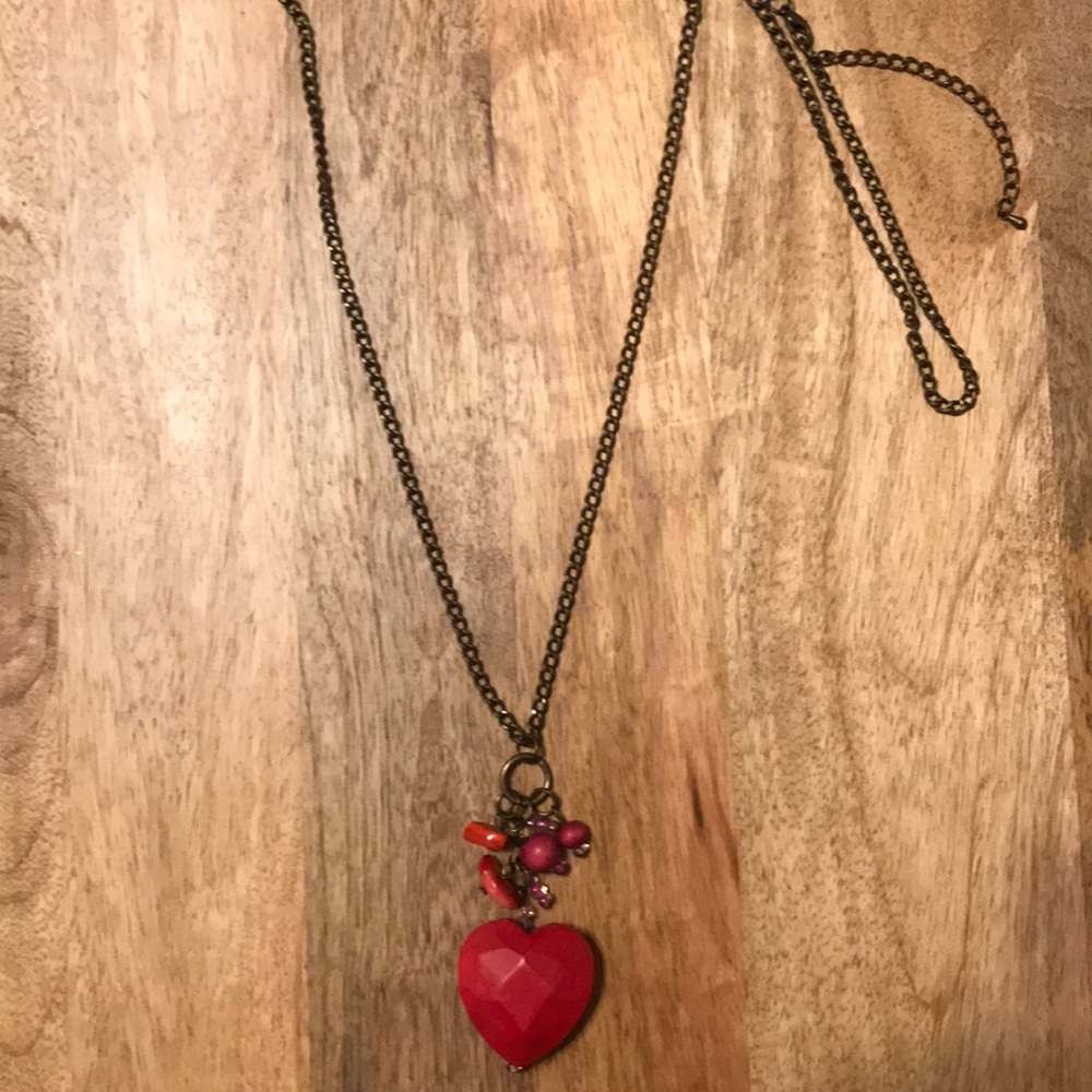 Pretty Pink Heart Pendant Chain Necklace